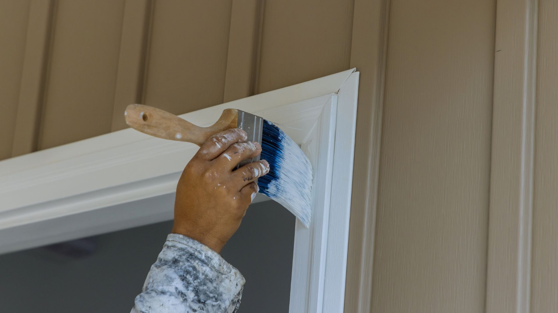 exterior trim being painted