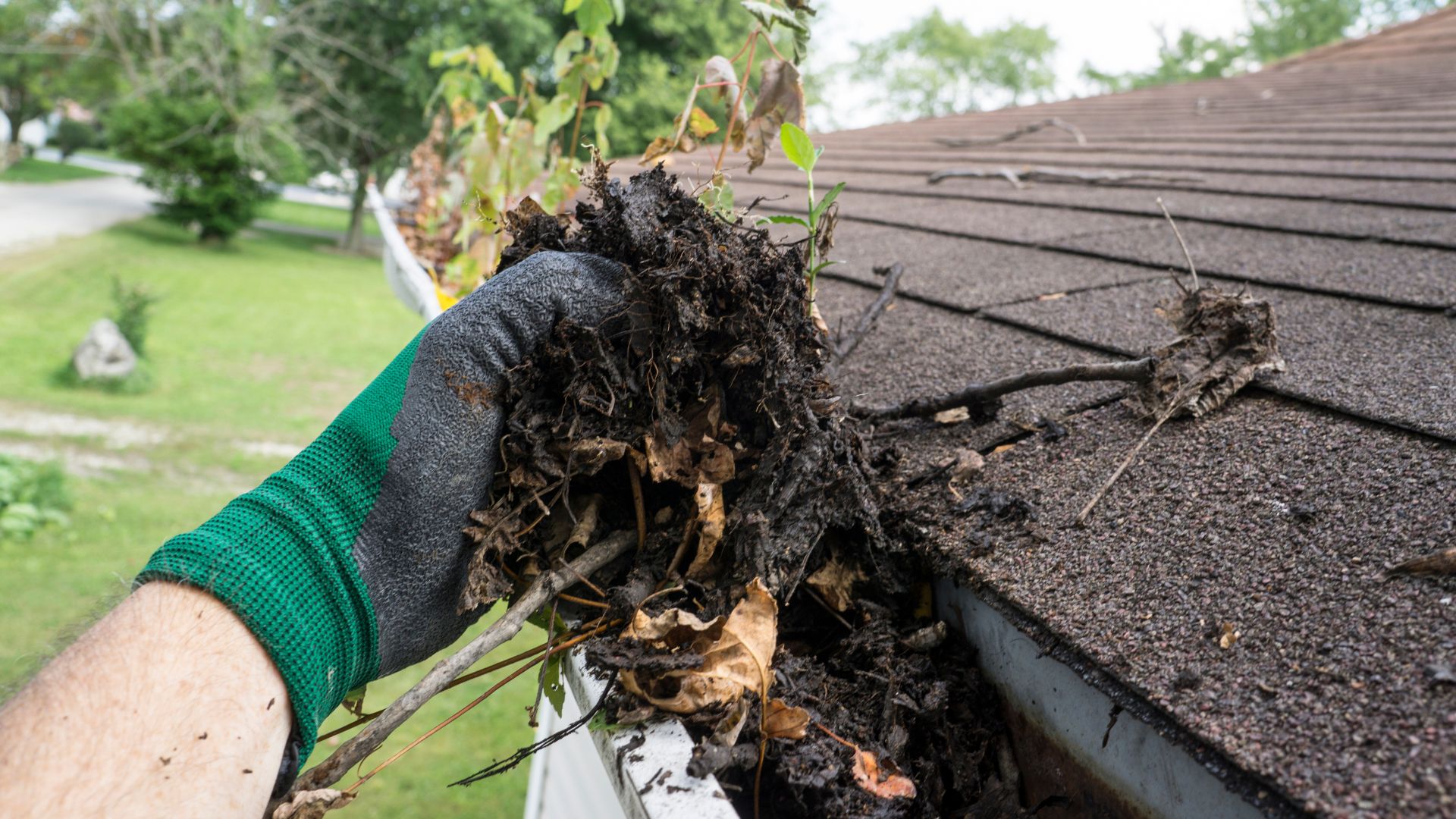 gutters being cleaned